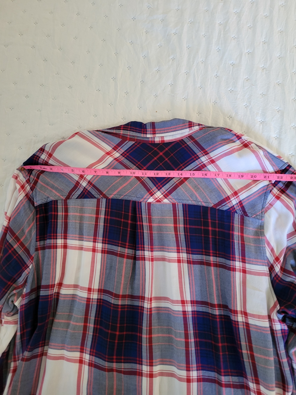 Ava & Viv Red, Blue and White Plaid Button-Down Shirt - Picture 9 of 11